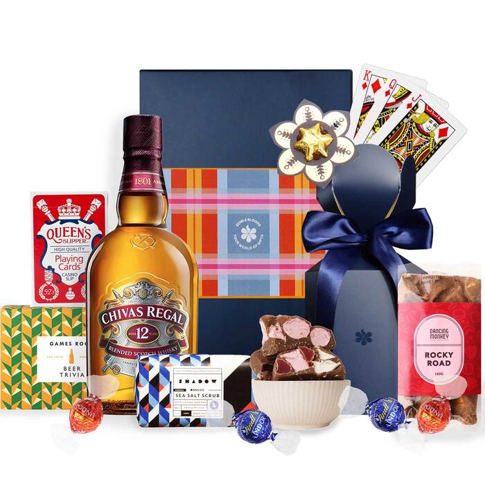 Edible Blooms Scotch, Rocky Road & Lindt Chocolate Hamper For Him - Large - Edible Blooms: 