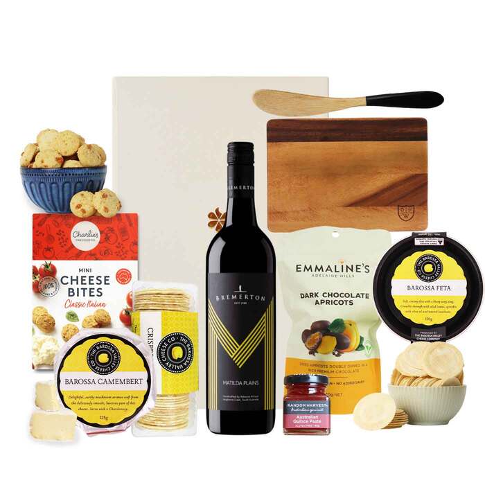 Gourmet Cheese, Red Wine & Crackers Hamper For Him - Large - Edible Blooms
