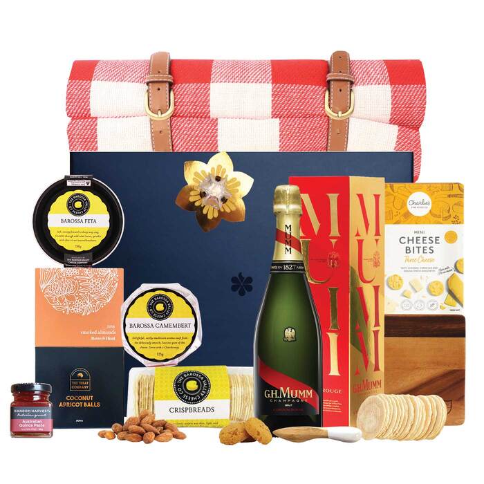 Edible Blooms Luxury Picnic Champagne, Gourmet Cheese & Nuts Gift Hamper - Extra Large - Edible Blooms: 