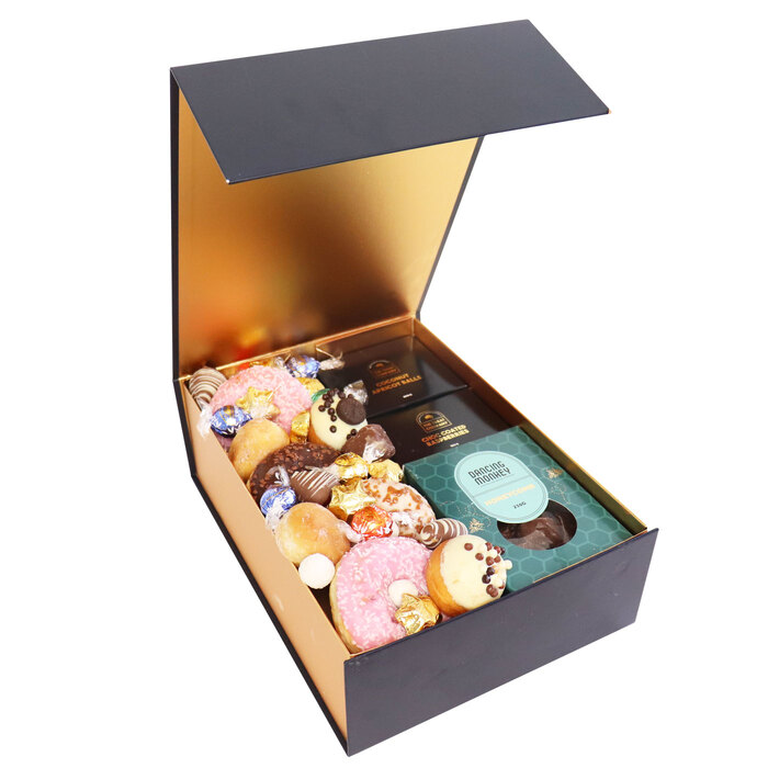 Edible Blooms Chocolates, Donuts & Strawberry Dessert Box - Medium - Edible Blooms: 