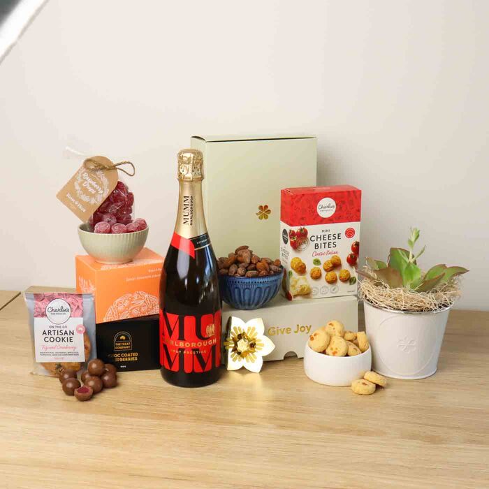 Edible Blooms French Champagne, Nuts & Plant Gift Hamper - Medium - Edible Blooms: 