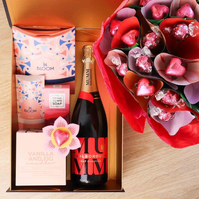 Edible Blooms French Champagne & Chocolate Bouquet Pamper Hamper - Large - Edible Blooms: 