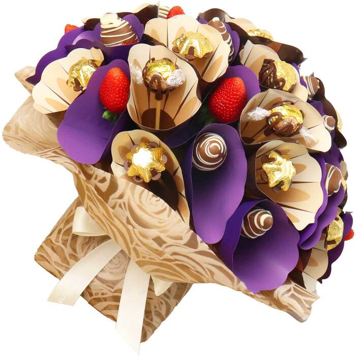 Edible Blooms Choc-dipped Strawberry Bouquet - Large: 