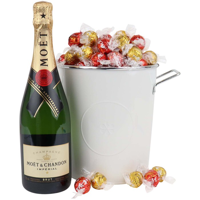 bottle of moet and chocolates