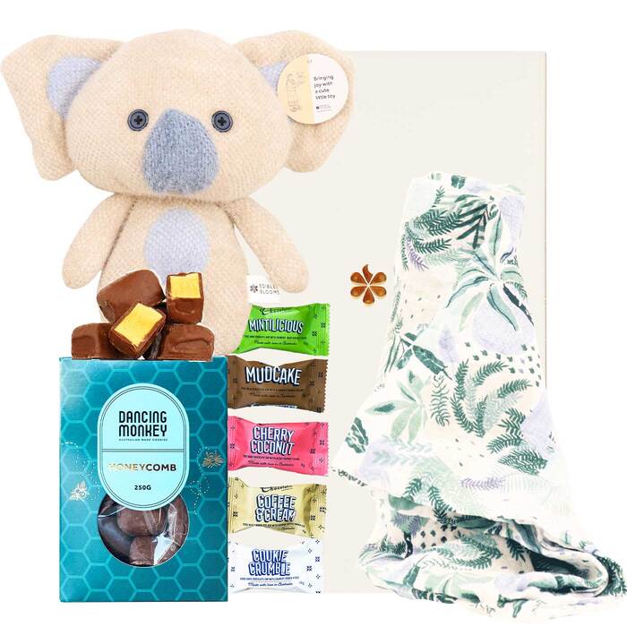 Edible Blooms Baby Toy & Honeycomb Chocolate Gift Hamper - Small - Edible Blooms: 