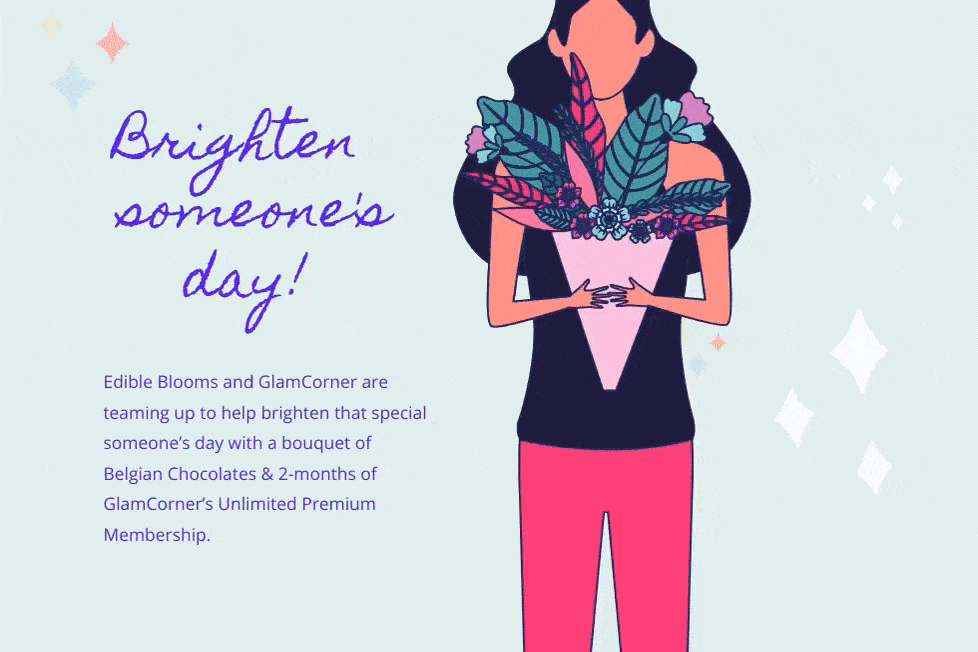 a message for brighten someone's day with w woman holding a bouquet of flowers