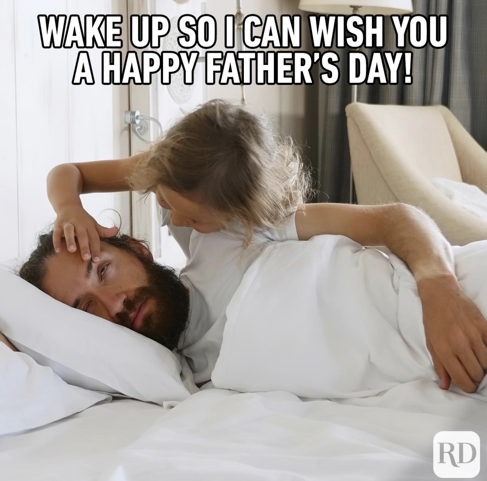 Children waking dad up on Father's Day