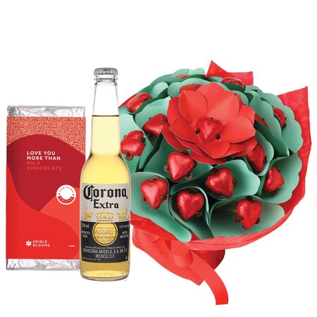 Magical Red Roses & Beer Valentine Posy