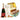 Gift set with champagne bottle, cookies, and candies on a white background